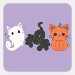 Adesivo Quadrado Halloween Cat Trio