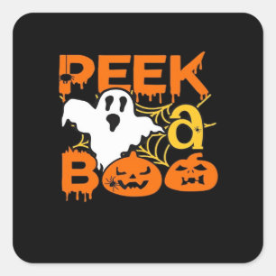 Adesivo Quadrado Halloween Com Pumpkins Peekaboo