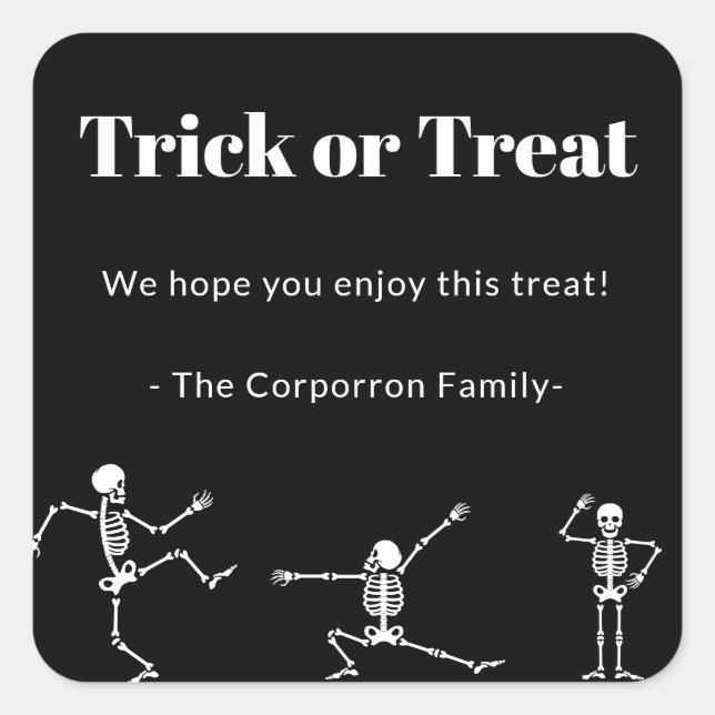 Adesivo Quadrado Halloween Dancing Skeletons (Frente)