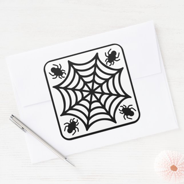 Adesivo Quadrado Halloween de teia (Envelope)