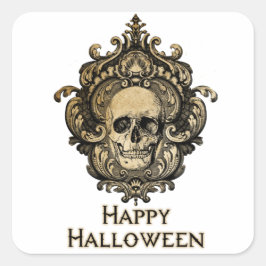 Adesivo Quadrado Halloween do crânio gótico vitoriano
