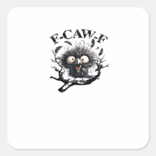 Adesivo Quadrado Halloween F-Caw-F Pássaro Legal Único