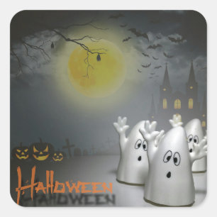 Adesivo Quadrado Halloween Fantasma
