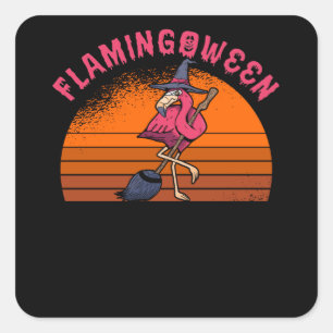 Adesivo Quadrado Halloween Flamingo Flamingobetween Witée Broom Re