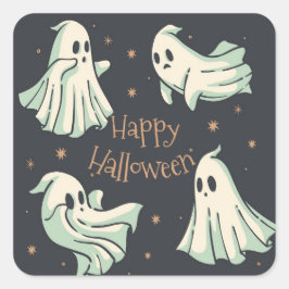 Adesivo Quadrado Halloween Ghost Spooktacular Feliz Halloween