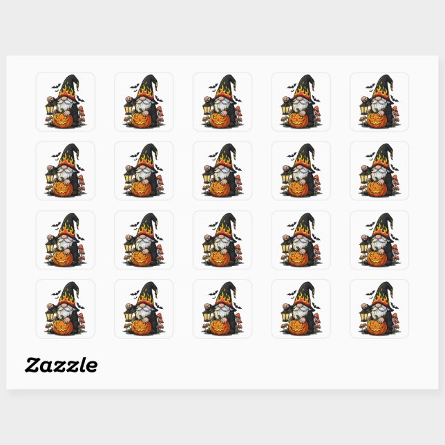 Adesivo Quadrado Halloween Gnome Sticker (Folha)