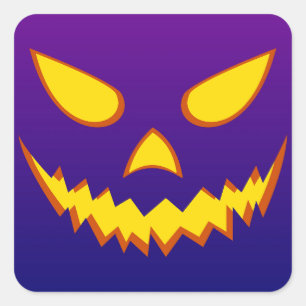 Adesivo Quadrado Halloween Grinning Face Jack o Lanterna Pumpkin