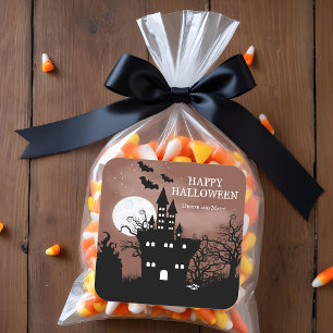 Adesivo Quadrado Halloween Haunted House