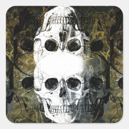 Adesivo Quadrado Halloween Horror - 3 Skulls Graffiti Burst