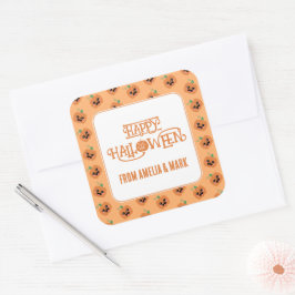 Adesivo Quadrado Halloween Kawaii Pumpkins