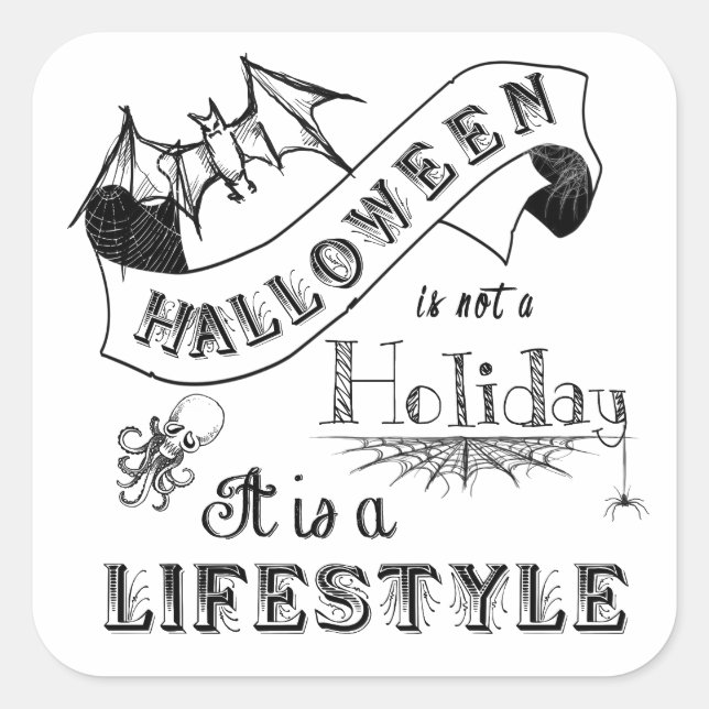 Adesivo Quadrado Halloween Lifestyle Chalk Art (Frente)