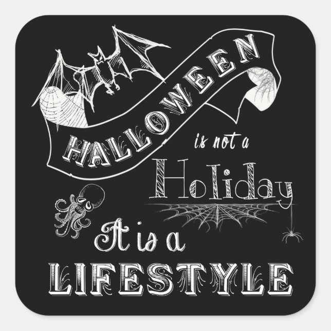 Adesivo Quadrado Halloween Lifestyle Chalk Art (Frente)