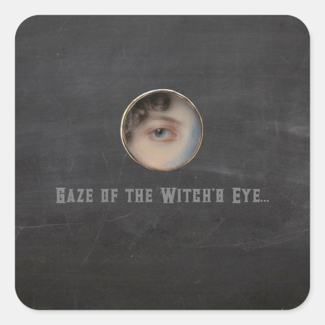 Adesivo Quadrado Halloween Macabre Creepy Witch Eye (Frente)