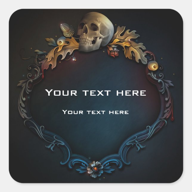 Adesivo Quadrado Halloween Mágico Encantado de outono Elegante (Frente)