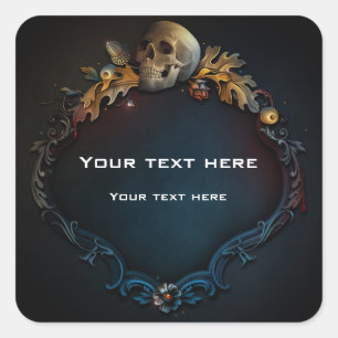 Adesivo Quadrado Halloween Mágico Encantado de outono Elegante