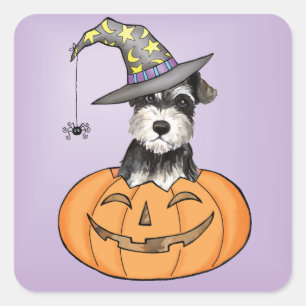 Adesivo Quadrado Halloween Miniature Schnauzer