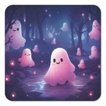 Halloween Na Floresta, Fantasmas Rosa E Bonitos