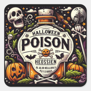 Adesivo Quadrado Halloween Poison