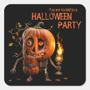 Adesivo Quadrado Halloween Pumpkin
