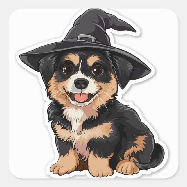 Adesivo Quadrado Halloween Puppy (Frente)