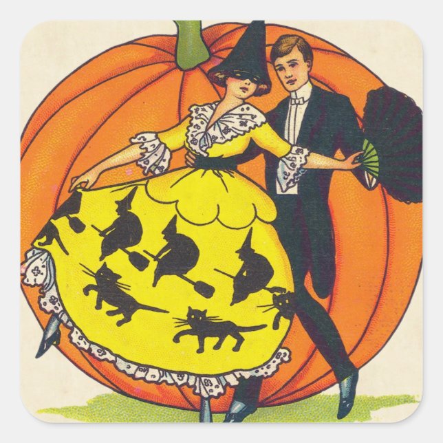 Adesivo Quadrado Hallowe'en Saudações (Frente)
