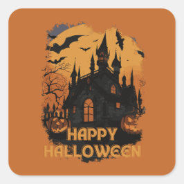 Adesivo Quadrado Halloween-Schloss unter Mondlicht