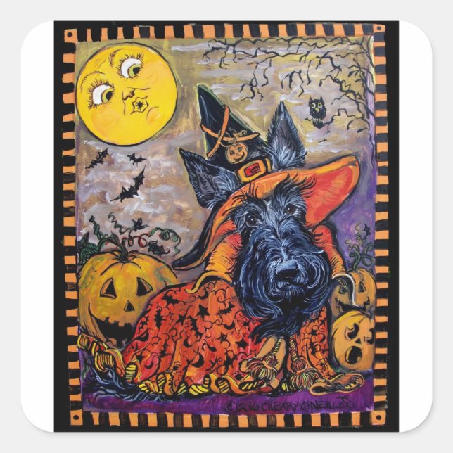 Adesivo Quadrado Halloween Scottie (Frente)