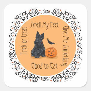 Adesivo Quadrado Halloween Scottish Terrier