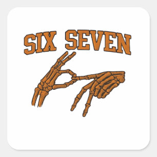 Adesivo Quadrado Halloween Seis Sete Linguagem de Sinal de Memória 