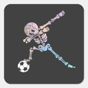 Adesivo Quadrado Halloween Soccer Skeleton Dab Pose