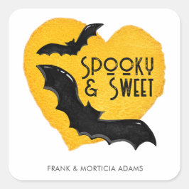 Adesivo Quadrado Halloween Spooky & Sweet Flying Bats & Moon