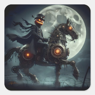 Adesivo Quadrado Halloween Steampunk Cavaleiro Sem Cabeça