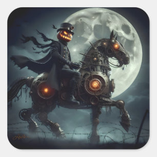 Adesivo Quadrado Halloween Steampunk Sleepyhollow Headless Horseman