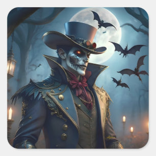 Adesivo Quadrado Halloween Steampunk Southern Gentleman Zombie