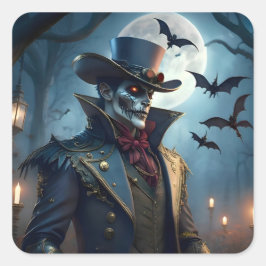 Adesivo Quadrado Halloween Steampunk Southern Gothic Zumbi