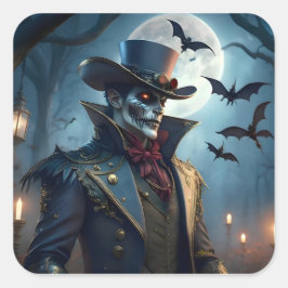 Adesivo Quadrado Halloween Steampunk Southern Gothic Zumbi
