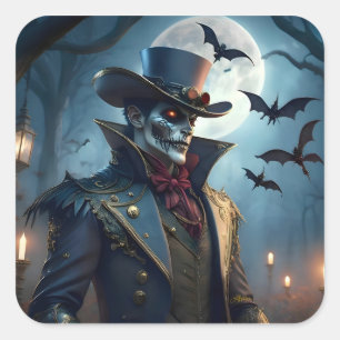 Adesivo Quadrado Halloween Steampunk Southern Gothic Zumbi