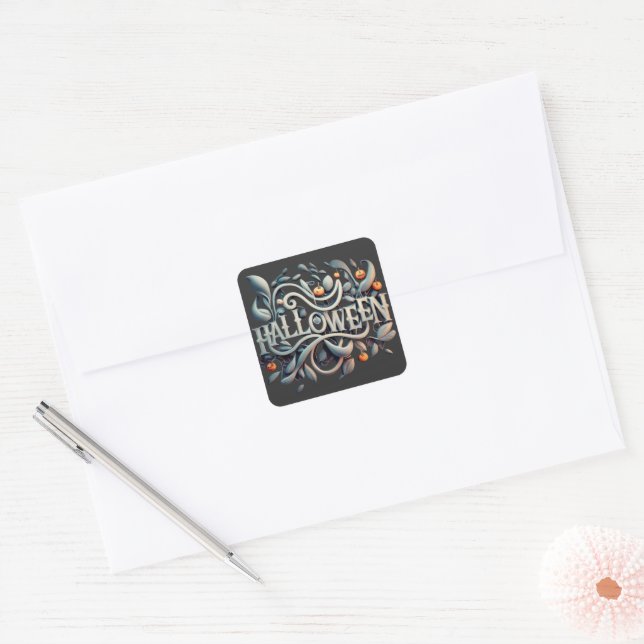 Adesivo Quadrado Halloween Tee #1 (Envelope)