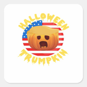 Adesivo Quadrado Halloween Trumpkin Funny Pumpkin Parody