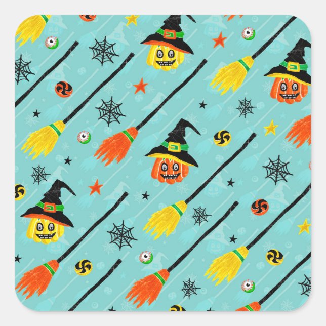 Adesivo Quadrado Halloween Witchy Seimt Theme (Frente)