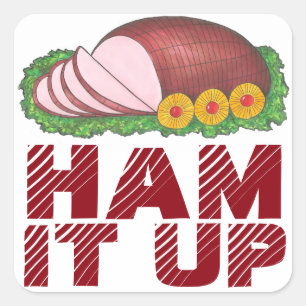 Adesivo Quadrado HAM IT UP Funny Holiday Foodie Vinhetas de Natal