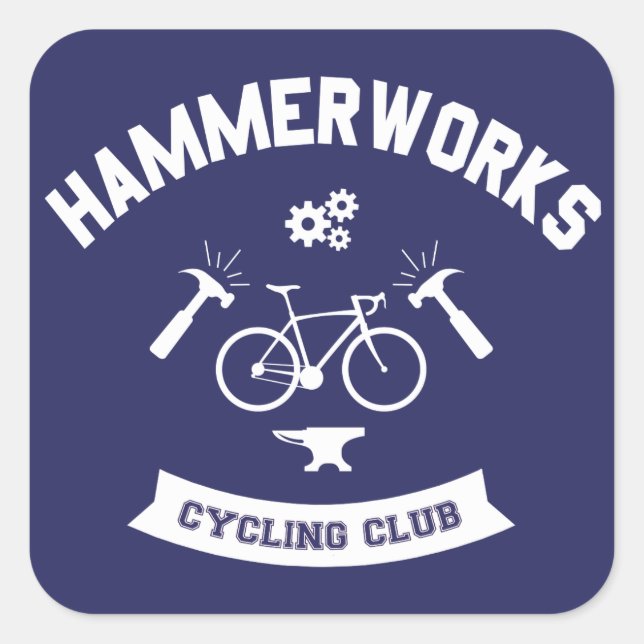 Adesivo Quadrado Hammerworks Cycling Club (Frente)