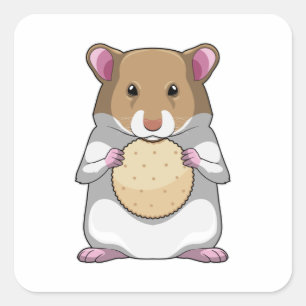Adesivo Quadrado Hamster com Biscuit