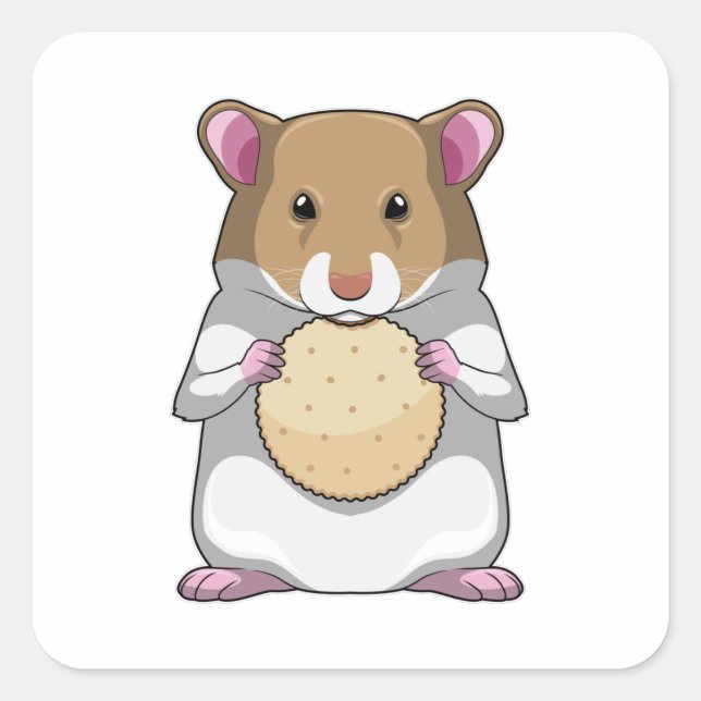 Adesivo Quadrado Hamster com Biscuit (Frente)