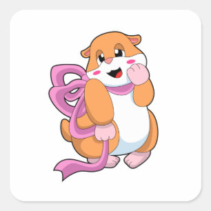 Adesivo Quadrado Hamster com Laço