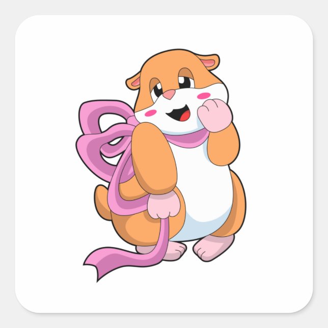 Adesivo Quadrado Hamster com Laço (Frente)
