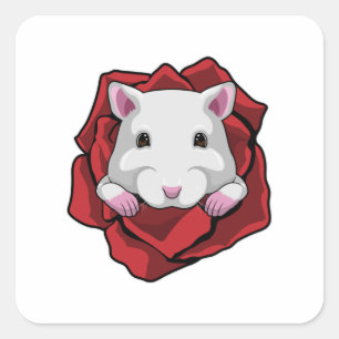 Adesivo Quadrado Hamster com Rosa