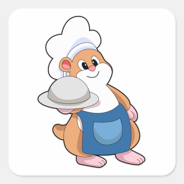 Adesivo Quadrado Hamster como Cook com Púltimo (Frente)