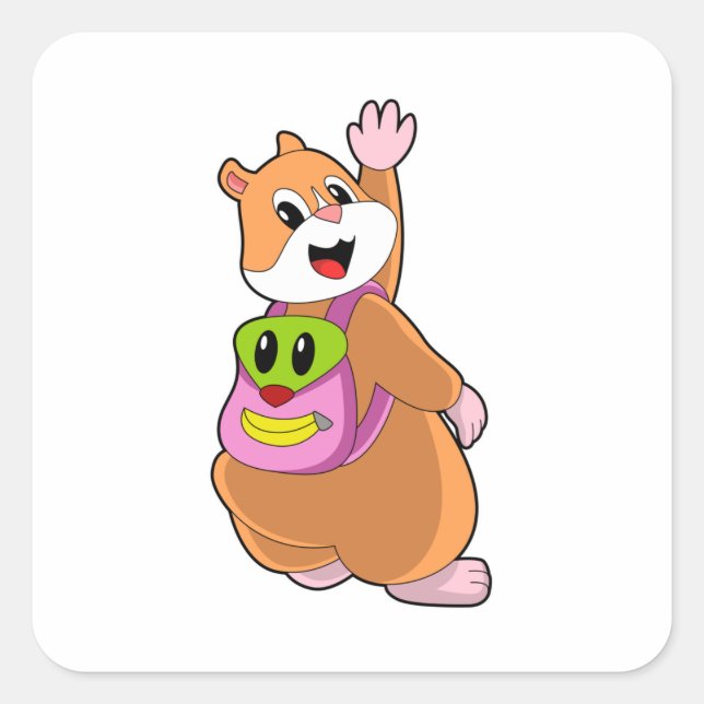 Adesivo Quadrado Hamster como Estudante com Backpack.PNG (Frente)