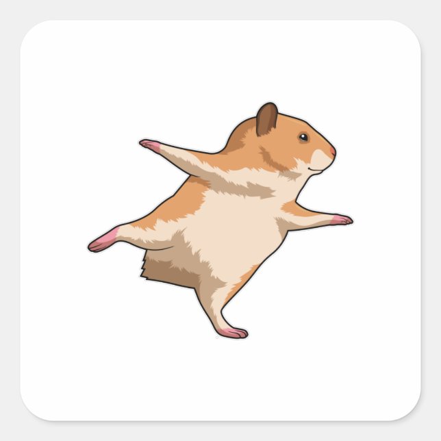 Adesivo Quadrado Hamster nas Pernas Estressantes de Yoga (Frente)
